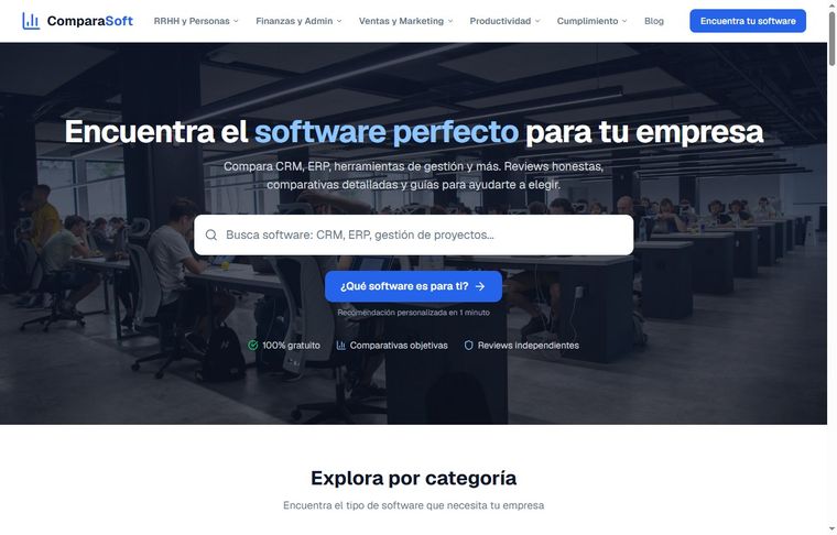 Web del comparador de software ComparaSoft