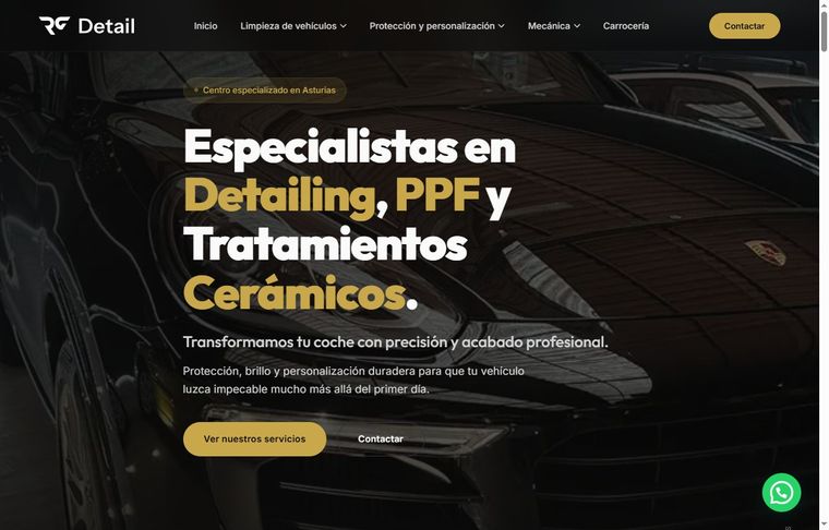 Web de Garaje RG, detailing de coches en Asturias
